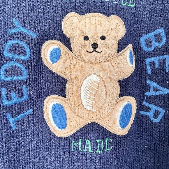Vintage kids holiday Navy Teddy Bear Sweater - Picture 3 of 11
